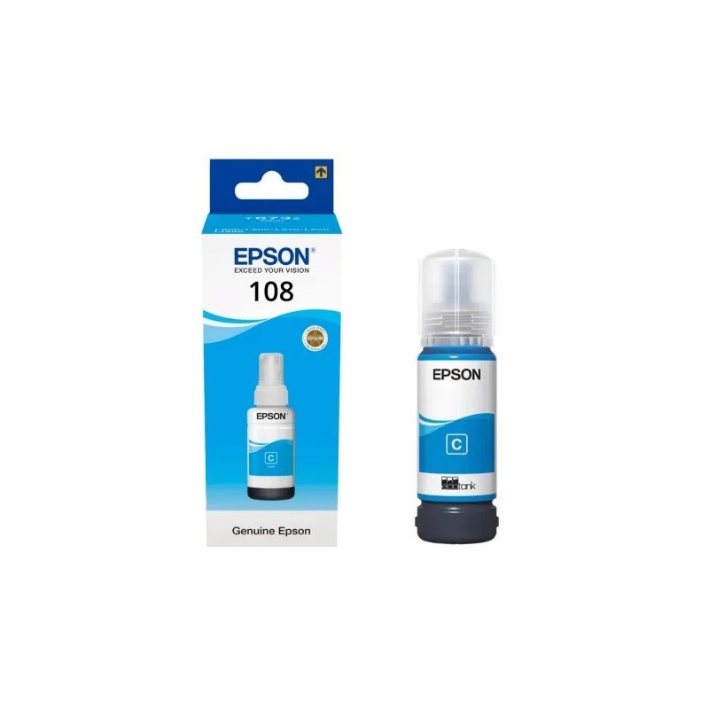 Cartouche Encre Cyan EPSON pour EcoTank L8050, L18050, ...(N°108) 