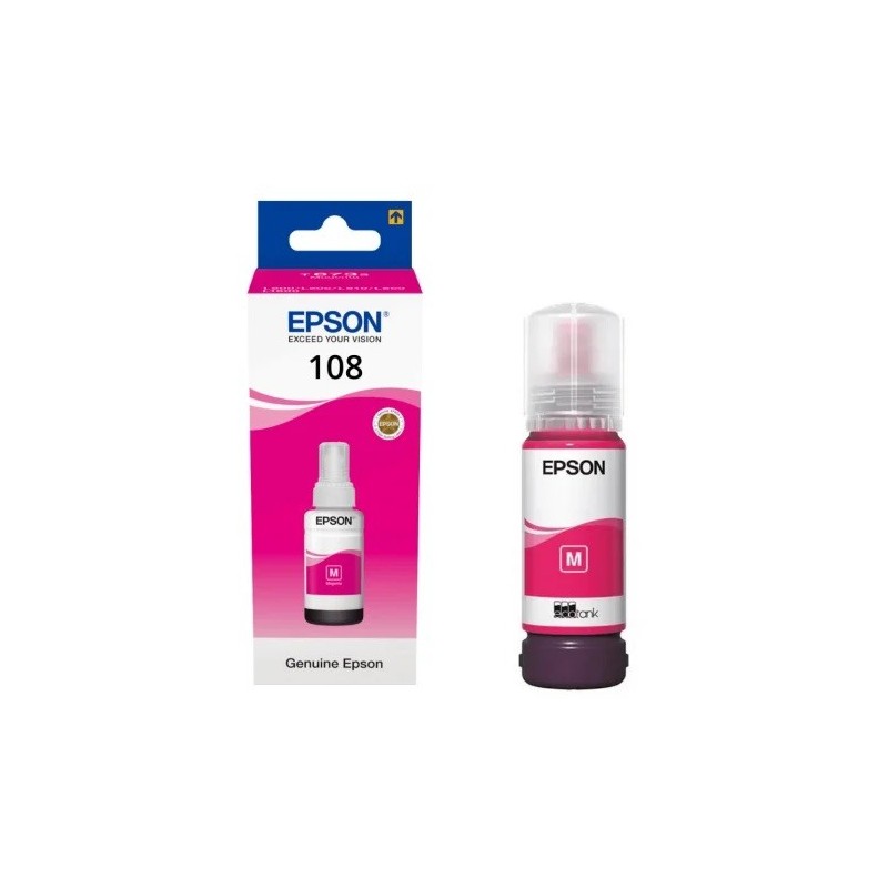 Cartouche Encre Magenta EPSON pour EcoTank L8050, L18050, ...(N°108) 