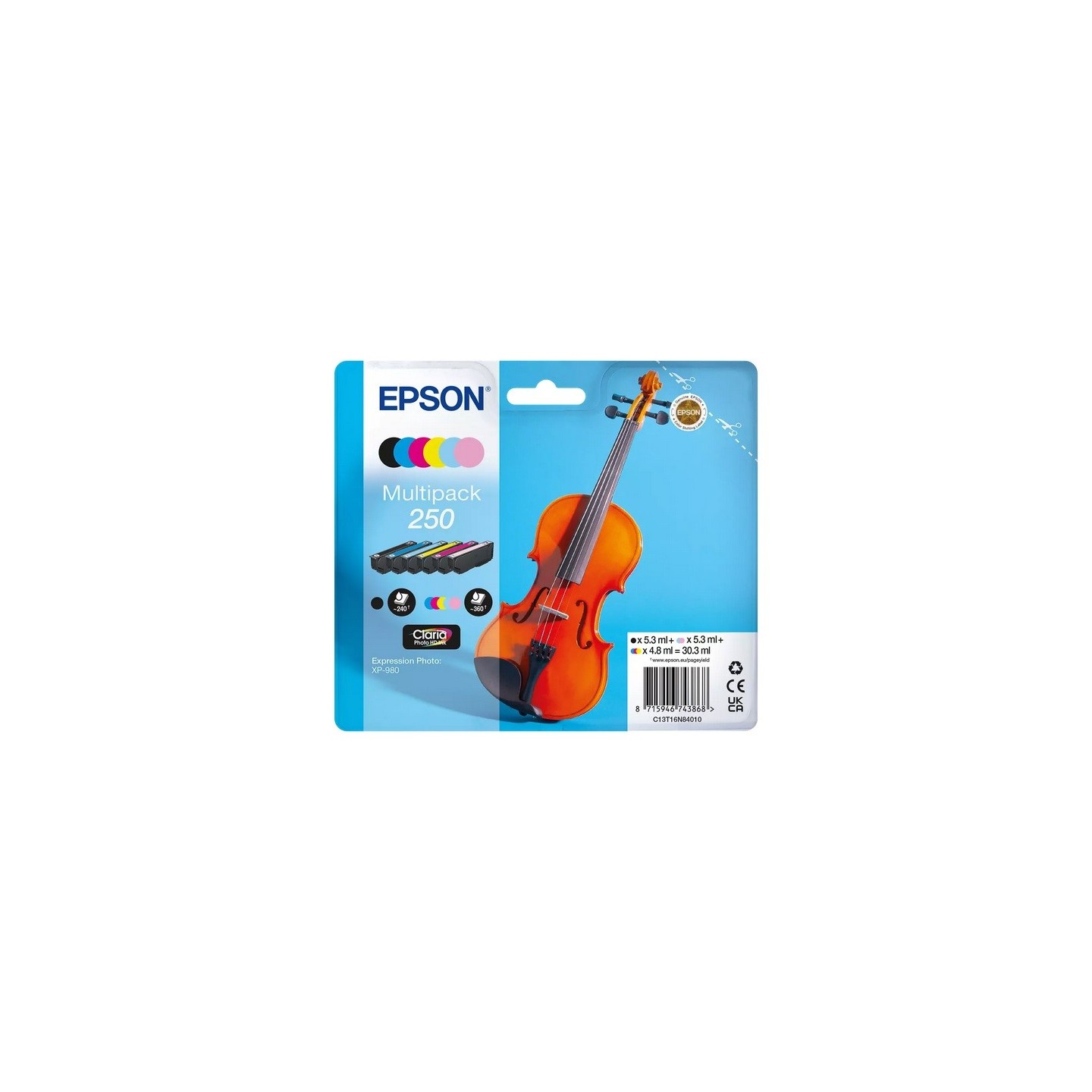 Multipack d'encres 6 couleurs Epson pour expression photo XP980 (N° 250 -Violon)