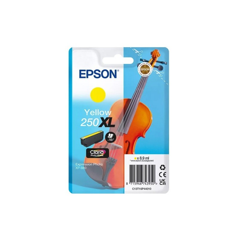 Cartouche d'encre Jaune Haute Capacité Epson pour expression photo XP980 (N° 250XL -Violon)