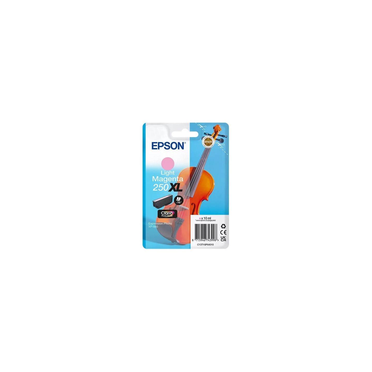 Cartouche d'encre Magenta Clair Haute Capacité Epson pour expression photo XP980 (N° 250XL -Violon)