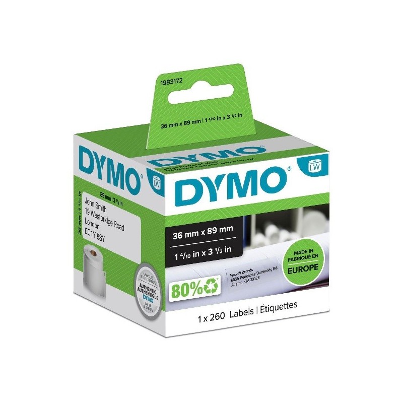 260 Etiquettes d'adresse LW adhesives Dymo 36mm x 89 mm (large format)