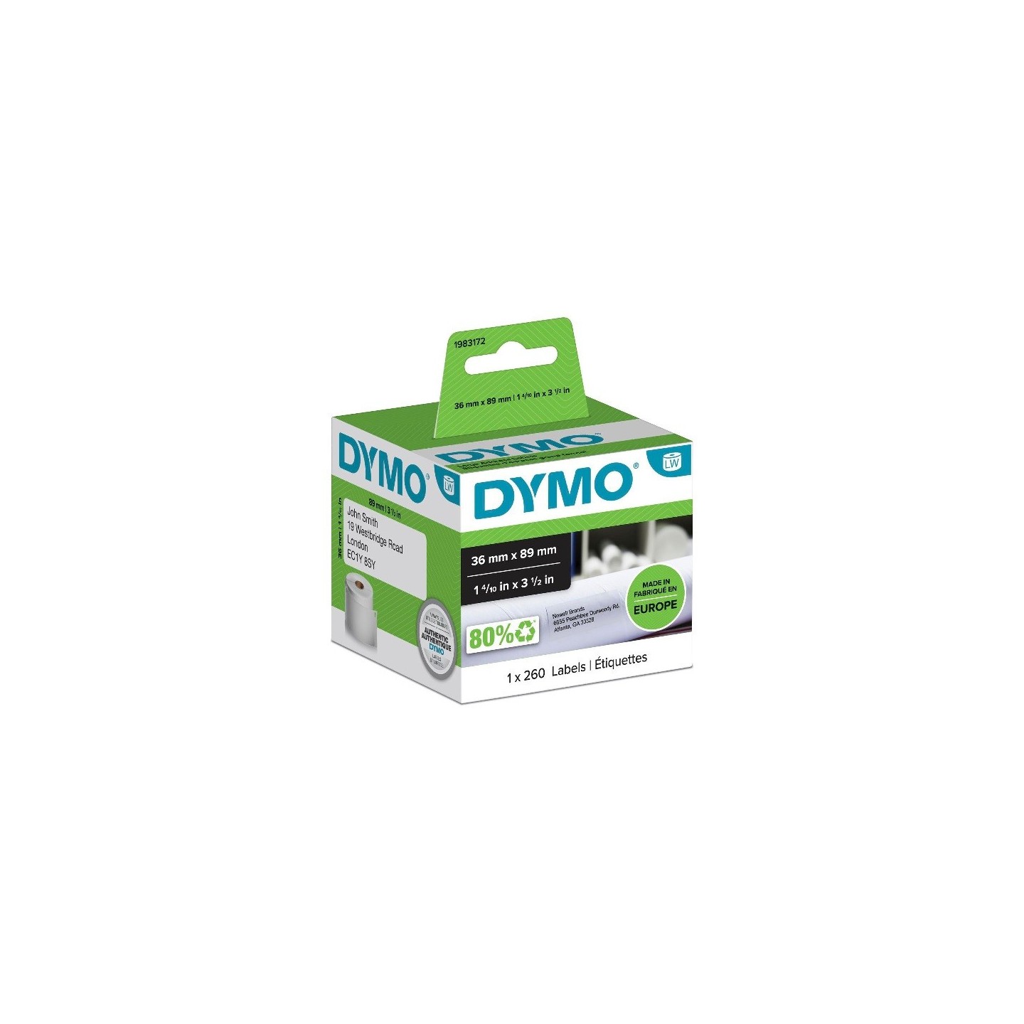 260 Etiquettes d'adresse LW adhesives Dymo 36mm x 89 mm (large format)