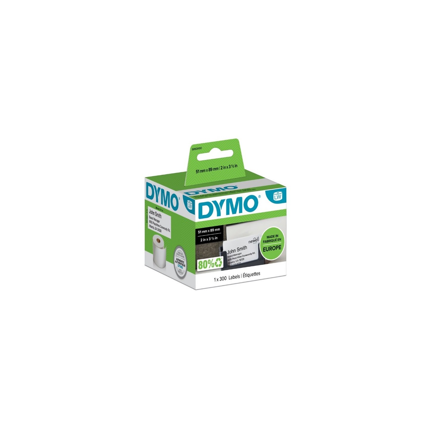 300 Cartes / badge nominatif Dymo LW, 51 mm x 89 mm (non adhésifs)