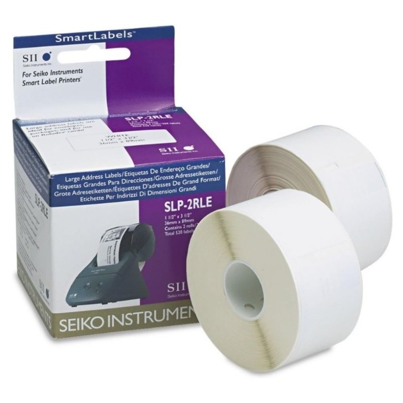 2 x 360 Etiquettes Adresses Blanches large SEIKO pour Imprimante Etiquette Thermique (89 x 36mm)