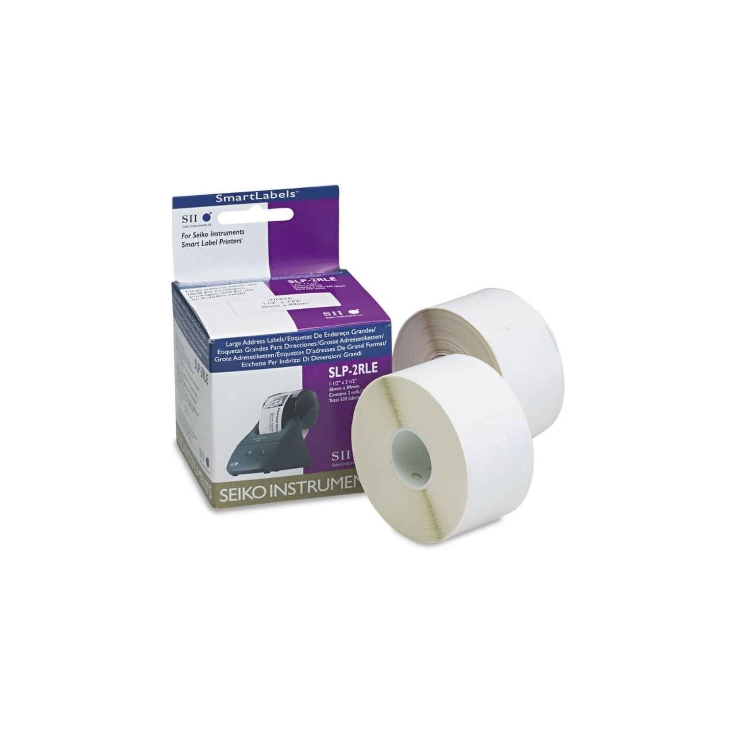 2 x 360 Etiquettes Adresses Blanches large SEIKO pour Imprimante Etiquette Thermique (89 x 36mm)