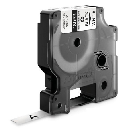 Gaine thermorétractable Dymo IND, 9 mm x 1,5m (Noir/Blanc) - (S0718280)