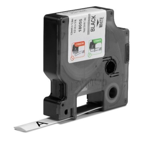 Gaine thermorétractable Dymo IND, 12 mm x 1,5m (Noir/Blanc) - (S0718300)