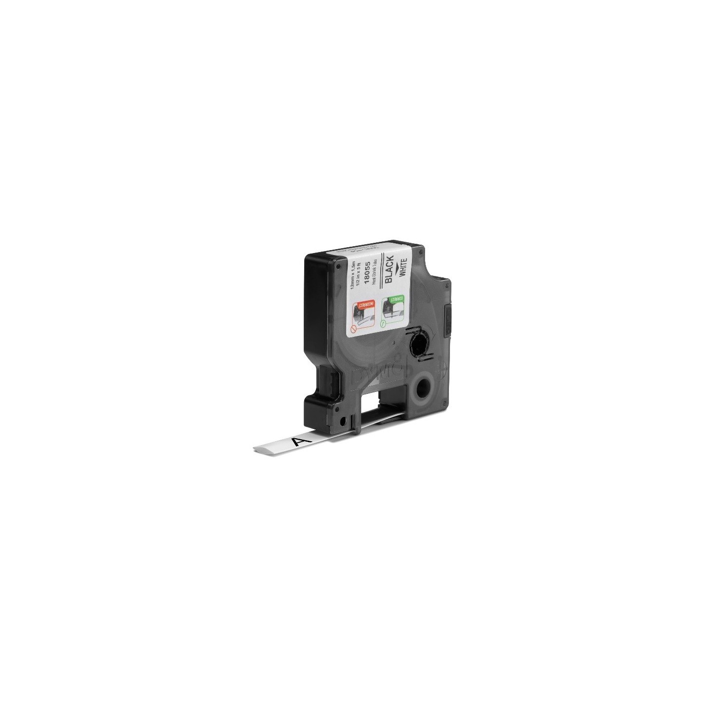 Gaine thermorétractable Dymo IND, 12 mm x 1,5m (Noir/Blanc) - (S0718300)