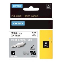 Gaine thermorétractable Dymo IND, 19 mm x 1,5m (Noir/Blanc) - (S0718330)