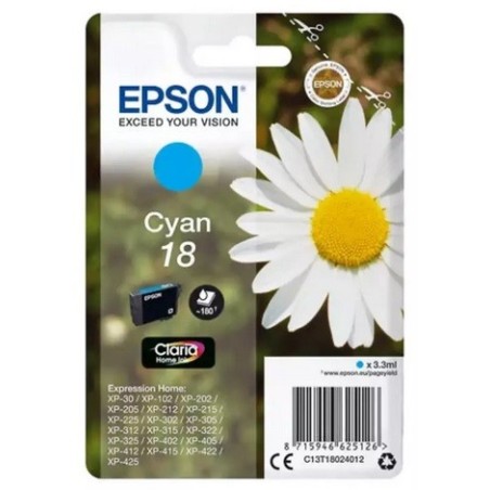 Cartouche cyan EPSON pour Expression Home XP-205 / XP-30 ... (N°18), Toner Express : achat en ligne de Cartouche cyan EPSON pour