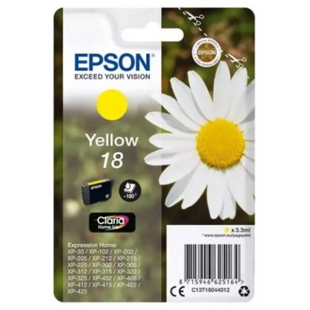 Cartouche jaune EPSON pour Expression Home XP-205 / XP-30 ... (N°18), Toner Express : achat en ligne de Cartouche jaune EPSON po