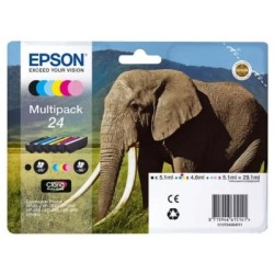 Multipack éléphant de 6 cartouches Epson série 24 pour expresssion photo XP750 / XP850, Toner Express : achat en ligne de Multip