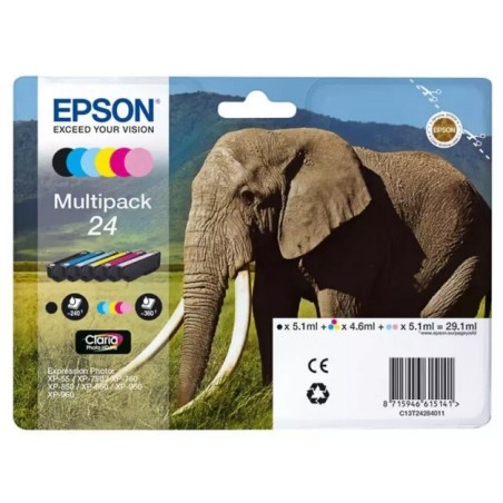Multipack éléphant de 6 cartouches Epson série 24 pour expresssion photo XP750 / XP850, Toner Express : achat en ligne de Multip