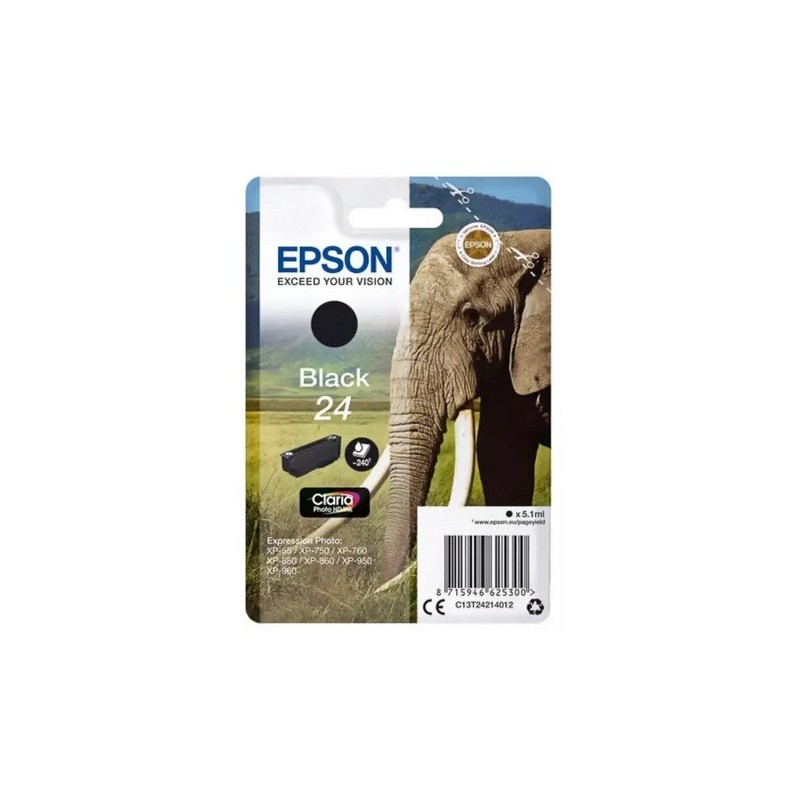 Cartouche noire éléphant Epson série 24 pour expresssion photo XP750 / XP850, Toner Express : achat en ligne de Cartouche noire 