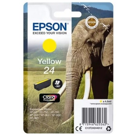 Cartouche jaune éléphant Epson série 24 pour expresssion photo XP750 / XP850, Toner Express : achat en ligne de Cartouche jaune 