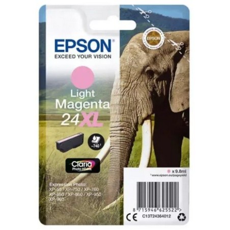 Cartouche magenta clair XL éléphant Epson série 24XL pour expresssion photo XP750 / XP850, Toner Express : achat en ligne 
