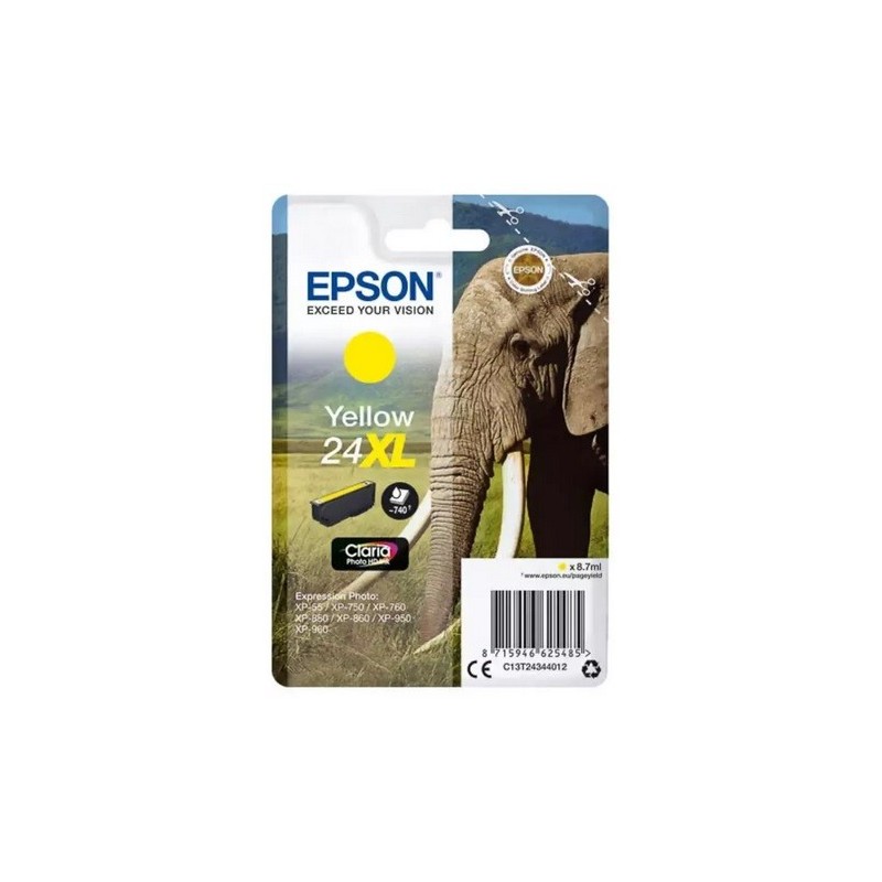 Cartouche jaune XL éléphant Epson série 24XL pour expresssion photo XP750 / XP850, Toner Express : achat en ligne