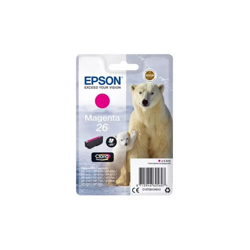 Cartouche magenta EPSON pour Expression Home XP-600... (N°26) (ours), Toner Express : achat en ligne de Cartouche magenta EPSON 