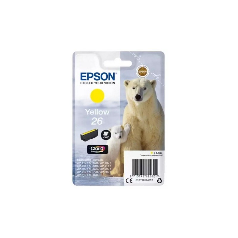 Cartouche jaune EPSON pour Expression Home XP-600... (N°26) (ours), Toner Express : achat en ligne de Cartouche jaune EPSON pour