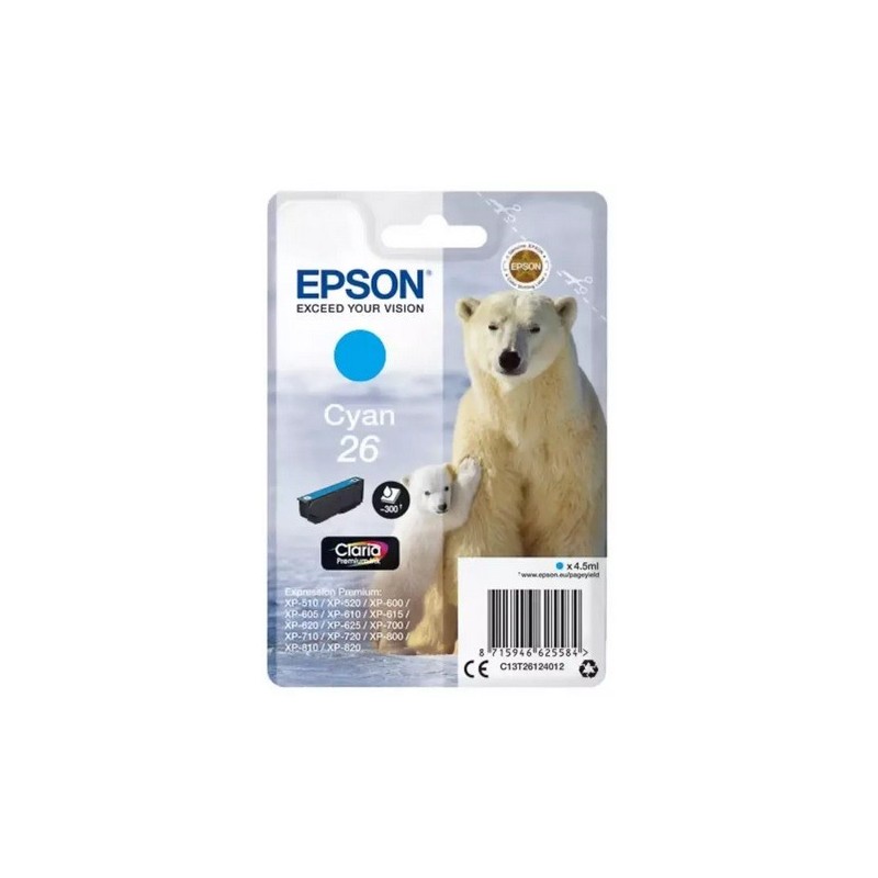 Cartouche cyan EPSON pour Expression Home XP-600... (N°26) (ours), Toner Express : achat en ligne de Cartouche cyan EPSON pour E