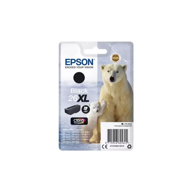Cartouche noire haute capacité EPSON pour Expression Home XP-600... (N°26XL) (ours), Toner Express : achat en ligne de Cartouche