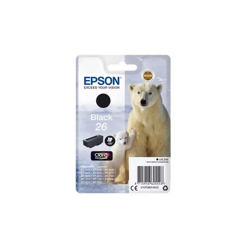 Cartouche noir EPSON pour Expression Home XP-600... (N°26) (ours), Toner Express : achat en ligne de Cartouche noir EPSON pour E