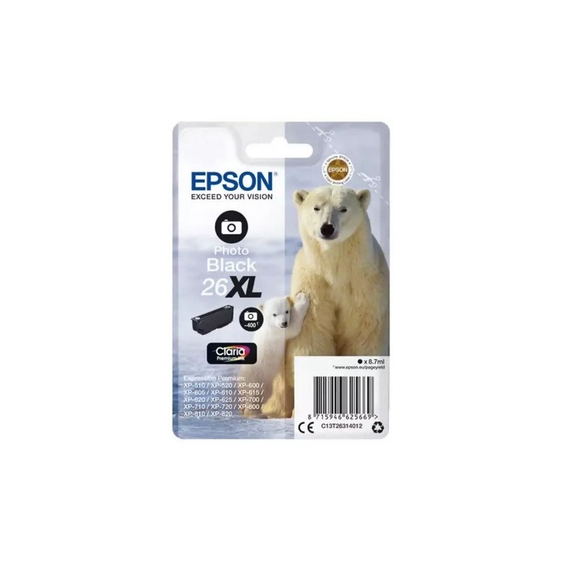 Cartouche noire photo haute capacité EPSON pour Expression Home XP-600... (N°26XL) (ours), Toner Express : achat en ligne de Car