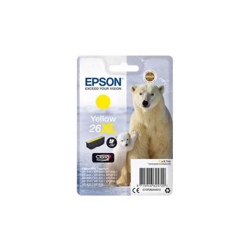 Cartouche jaune haute capacité EPSON pour Expression Home XP-600... (N°26XL) (ours), Toner Express : achat en ligne de Cartouche