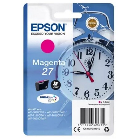 Cartouche d'encre magenta Epson pour WorkForce 3620/ 3640/7620DTWF .. (n°27) (réveil), Toner Express : achat en ligne de Cartouc