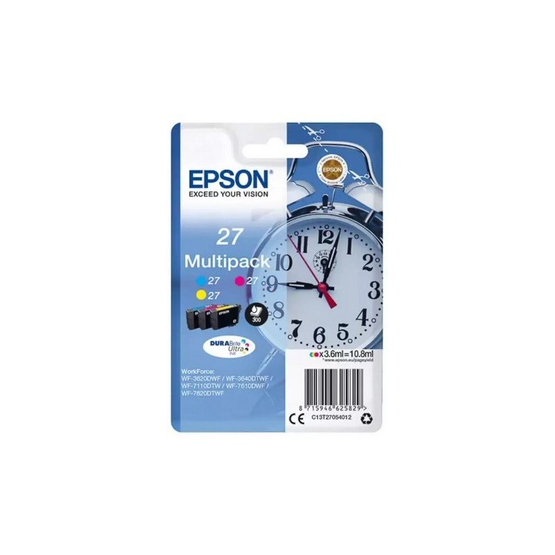 Multipack 3 couleurs (cyan, magenta, jaune) Epson pour WorkForce 3620/ 3640/7620DTWF .. (n°27) (réveil), Toner Express : achat e