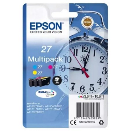 Multipack 3 couleurs (cyan, magenta, jaune) Epson pour WorkForce 3620/ 3640/7620DTWF .. (n°27) (réveil), Toner Express : achat e