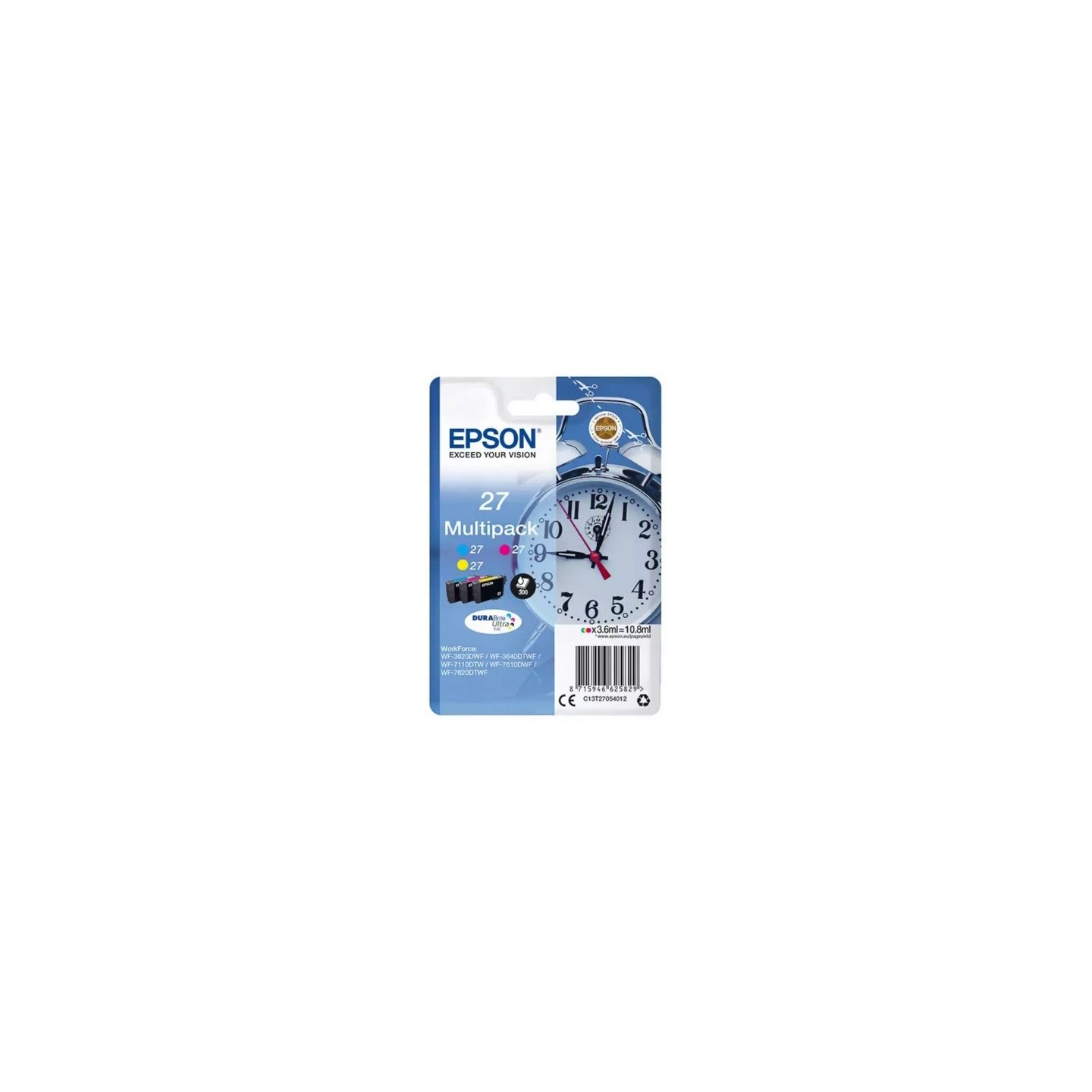 Multipack 3 couleurs (cyan, magenta, jaune) Epson pour WorkForce 3620/ 3640/7620DTWF .. (n°27) (réveil), Toner Express : achat e