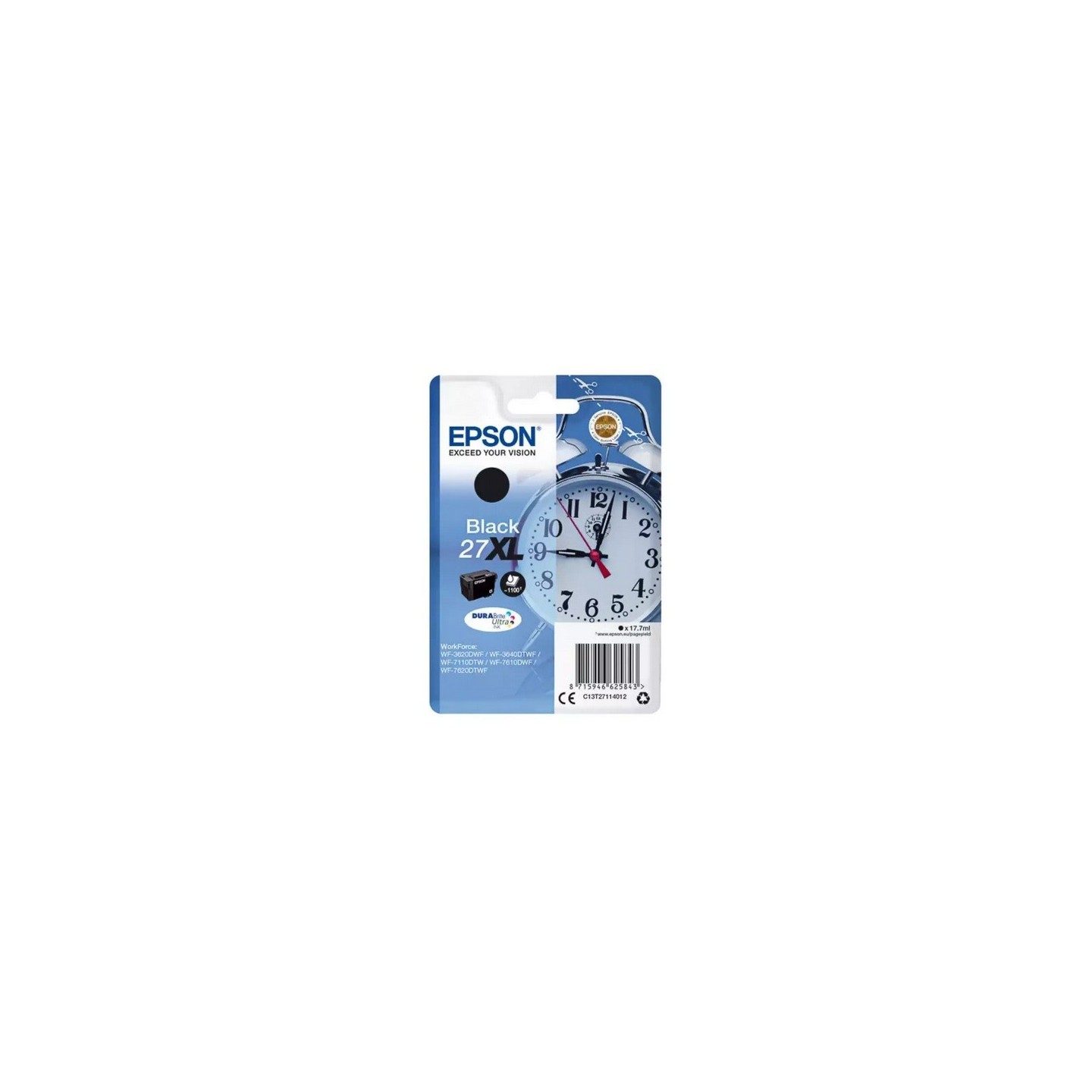 Cartouche d'encre noire XL Epson pour WorkForce 3620/ 3640/7620DTWF .. (n°27XL) (réveil), Toner Express : achat en ligne de Cart