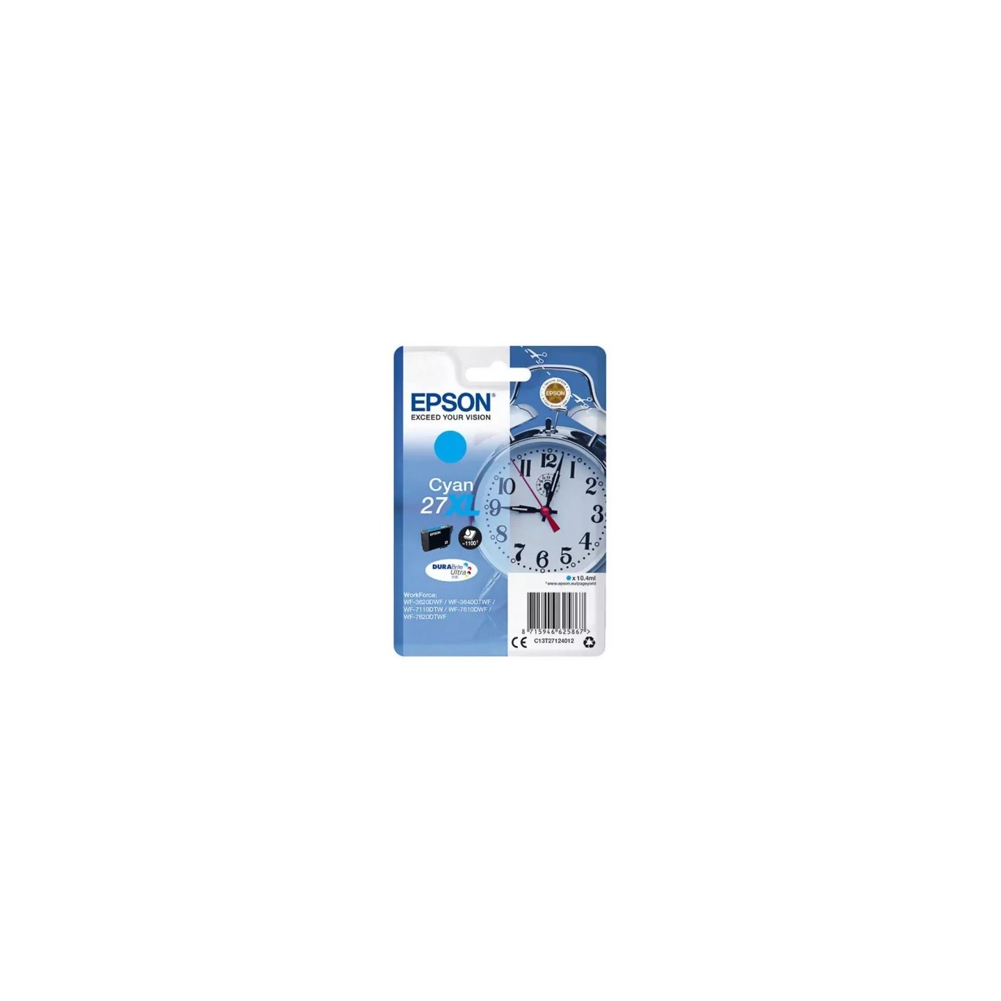 Cartouche d'encre cyan XL Epson pour WorkForce WorkForce 3620/ 3640/7620DTWF .. (n°27XL) (réveil), Toner Express : achat en lign