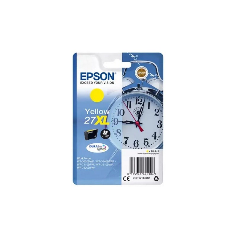 Cartouche d'encre jaune XL Epson pour WorkForce WorkForce 3620/ 3640/7620DTWF .. (n°27XL) (réveil), Toner Express : achat en lig