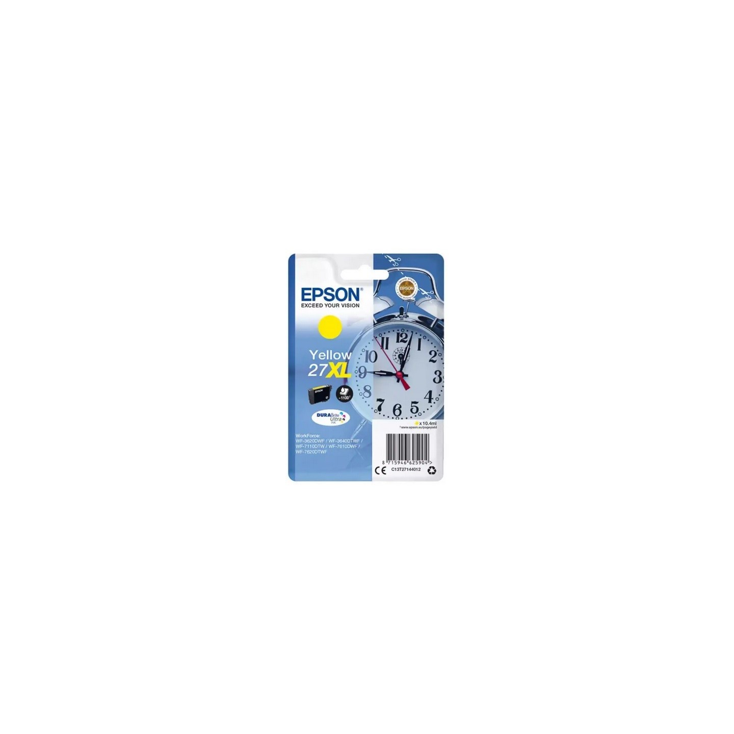 Cartouche d'encre jaune XL Epson pour WorkForce WorkForce 3620/ 3640/7620DTWF .. (n°27XL) (réveil), Toner Express : achat en lig