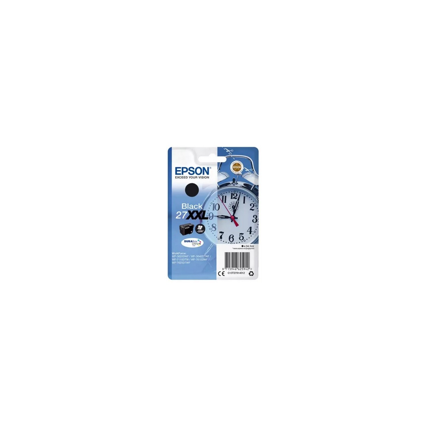 Cartouche d'encre noire XXL Epson pour WorkForce WorkForce 3620/ 3640/7620DTWF .. (n°27XXL) (réveil), Toner Express : achat en l