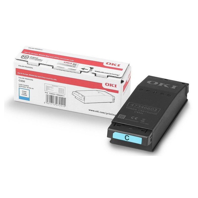 Cartouche toner Oki Original - Cyan - 6000 Pages pour C650dn, C651dn