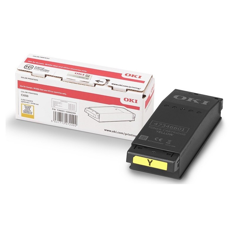 Cartouche toner Oki Original - Jaune - 6000 Pages pour C650dn, C651dn