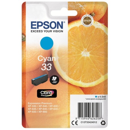 Cartouche Cyan Epson pour Expression Premium XP-630 / XP-830  ... (n°33 - orange), Toner Express : achat en ligne de Cartouche C