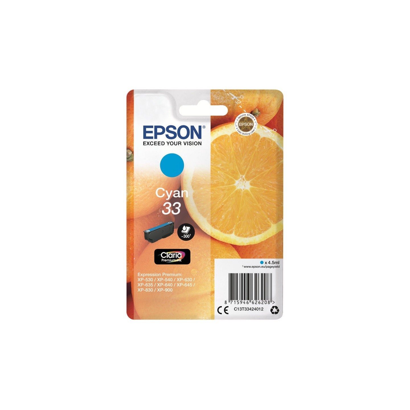 Cartouche Cyan Epson pour Expression Premium XP-630 / XP-830  ... (n°33 - orange), Toner Express : achat en ligne de Cartouche C