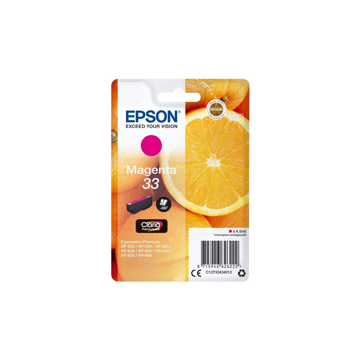 Cartouche Magenta Epson pour Expression Premium XP-630 / XP-830  ... (n°33 - orange), Toner Express : achat en ligne de Cartouch