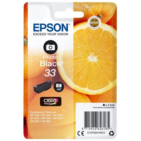 Cartouche Noire Epson pour Expression Premium XP-630 / XP-830  ... (n°33 - orange), Toner Express : achat en ligne de Cartouche 