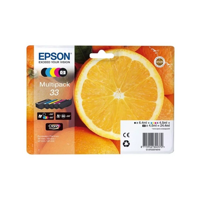 Multipack  5 couleurs pour Expression Premium XP-630 / XP-830  ... (n°33 - orange), Toner Express : achat en ligne de Multipack 