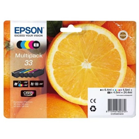 Multipack  5 couleurs pour Expression Premium XP-630 / XP-830  ... (n°33 - orange), Toner Express : achat en ligne de Multipack 