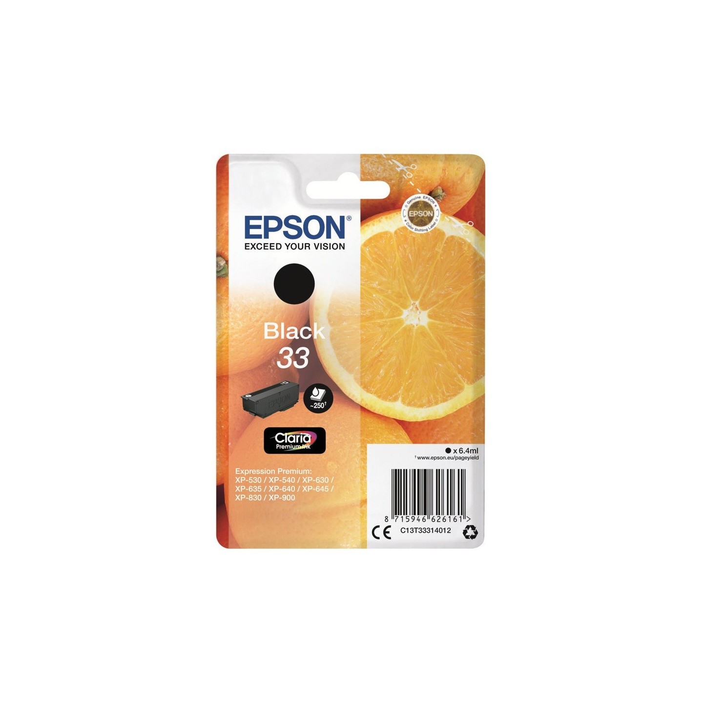 Cartouche Noire Epson pour Expression Premium XP-630 / XP-830  ... (n°33 - orange) (C13T33314012)
