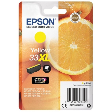 Cartouche Jaune Epson Haute Capacité pour Expression Premium XP-630 / XP-830  ... (n°33XL - orange), Toner Express : achat en li