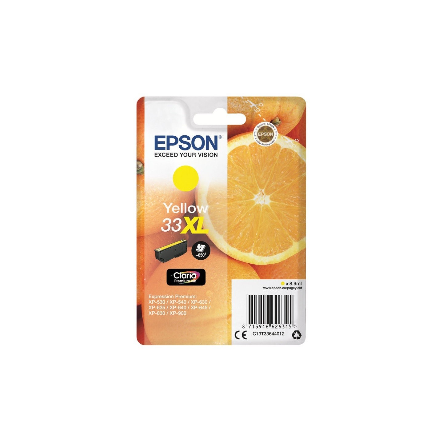 Cartouche Jaune Epson Haute Capacité pour Expression Premium XP-630 / XP-830  ... (n°33XL - orange), Toner Express : achat en li
