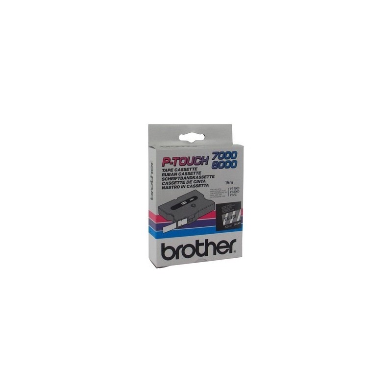Cassette rubans Brother 12 mm Noir/transparent, Toner Express : achat en ligne de Cassette rubans Brother 12 mm Noir/transparent